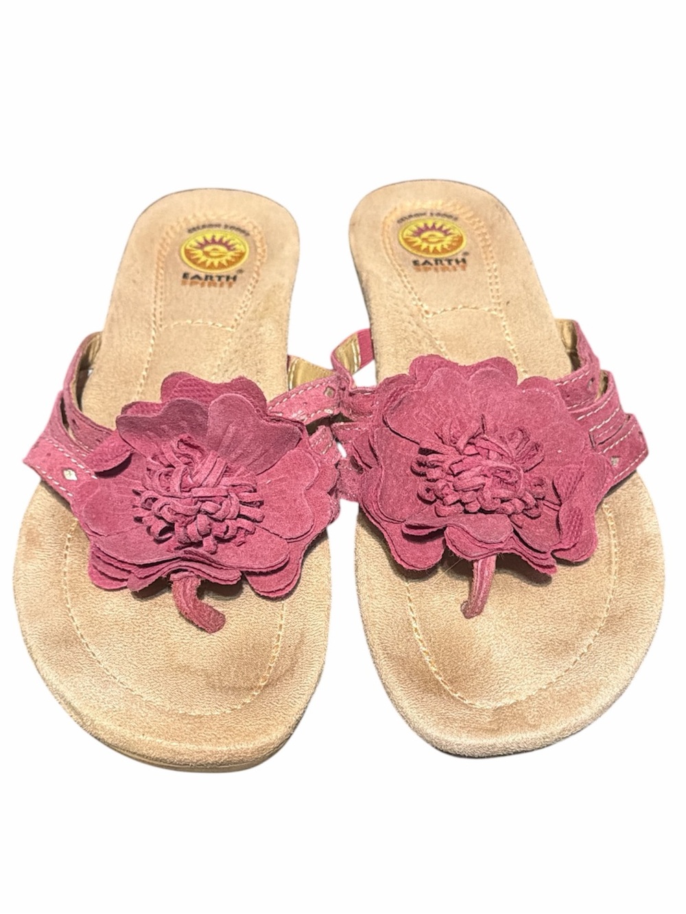 Earth Spirit Pink Floral Toe-Post Slide Sandals